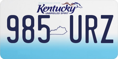 KY license plate 985URZ