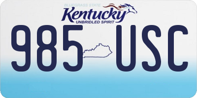 KY license plate 985USC