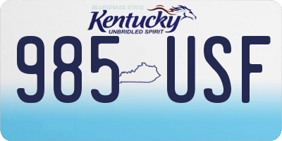 KY license plate 985USF