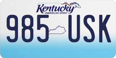 KY license plate 985USK