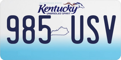 KY license plate 985USV