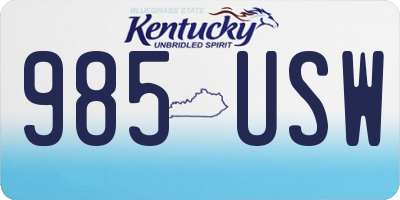 KY license plate 985USW