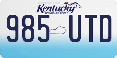 KY license plate 985UTD