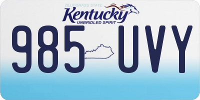 KY license plate 985UVY