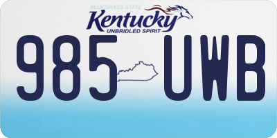 KY license plate 985UWB