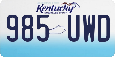 KY license plate 985UWD