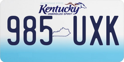 KY license plate 985UXK