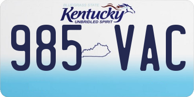 KY license plate 985VAC