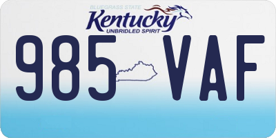 KY license plate 985VAF