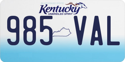 KY license plate 985VAL
