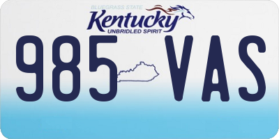 KY license plate 985VAS