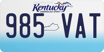 KY license plate 985VAT