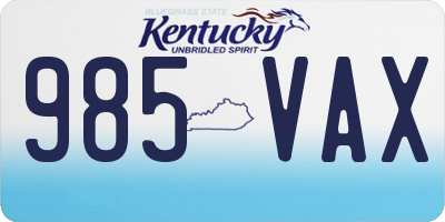 KY license plate 985VAX