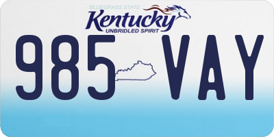 KY license plate 985VAY