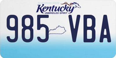 KY license plate 985VBA