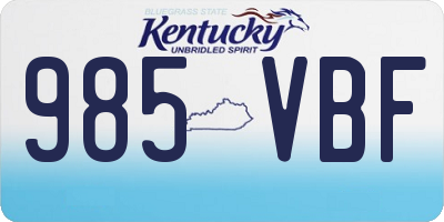 KY license plate 985VBF