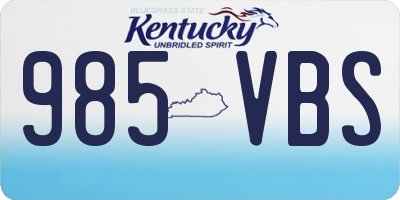 KY license plate 985VBS