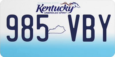 KY license plate 985VBY