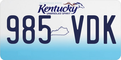KY license plate 985VDK