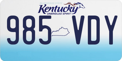 KY license plate 985VDY