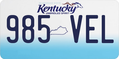 KY license plate 985VEL