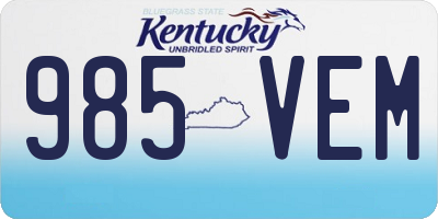 KY license plate 985VEM