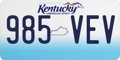 KY license plate 985VEV