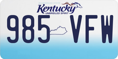 KY license plate 985VFW