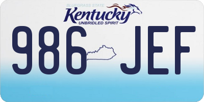 KY license plate 986JEF