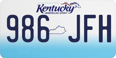 KY license plate 986JFH