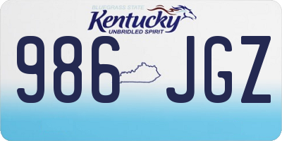 KY license plate 986JGZ