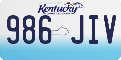KY license plate 986JIV