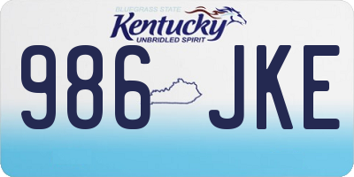 KY license plate 986JKE