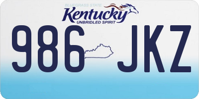 KY license plate 986JKZ