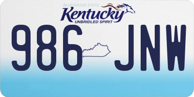 KY license plate 986JNW