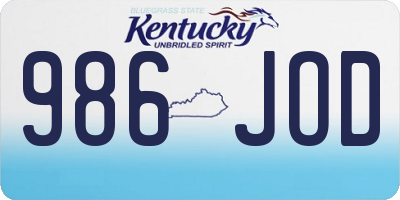 KY license plate 986JOD