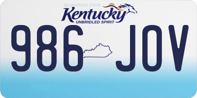 KY license plate 986JOV