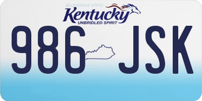 KY license plate 986JSK
