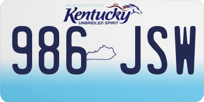 KY license plate 986JSW