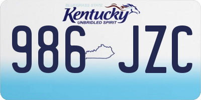 KY license plate 986JZC
