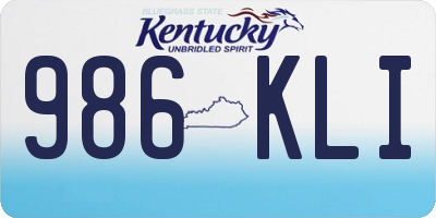 KY license plate 986KLI