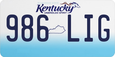 KY license plate 986LIG