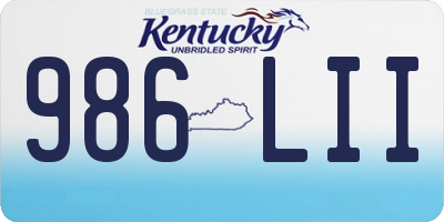KY license plate 986LII