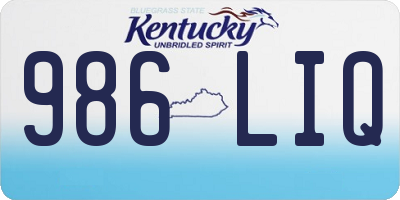 KY license plate 986LIQ
