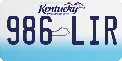 KY license plate 986LIR