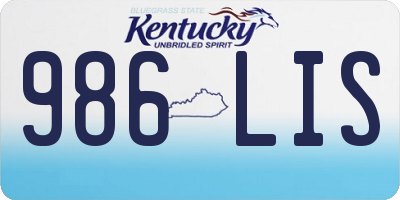 KY license plate 986LIS