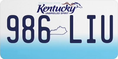 KY license plate 986LIU