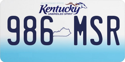 KY license plate 986MSR