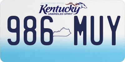 KY license plate 986MUY