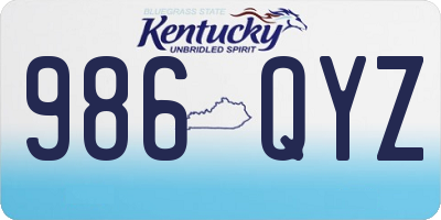 KY license plate 986QYZ